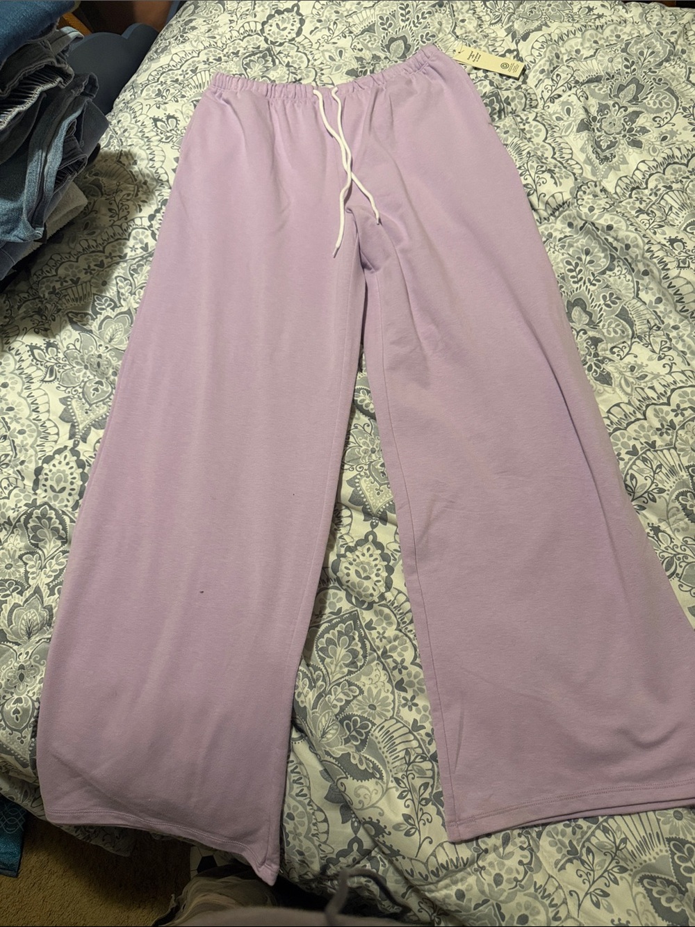 No Boundaries Lavender Wide-Leg Lounge Pants with Drawstring